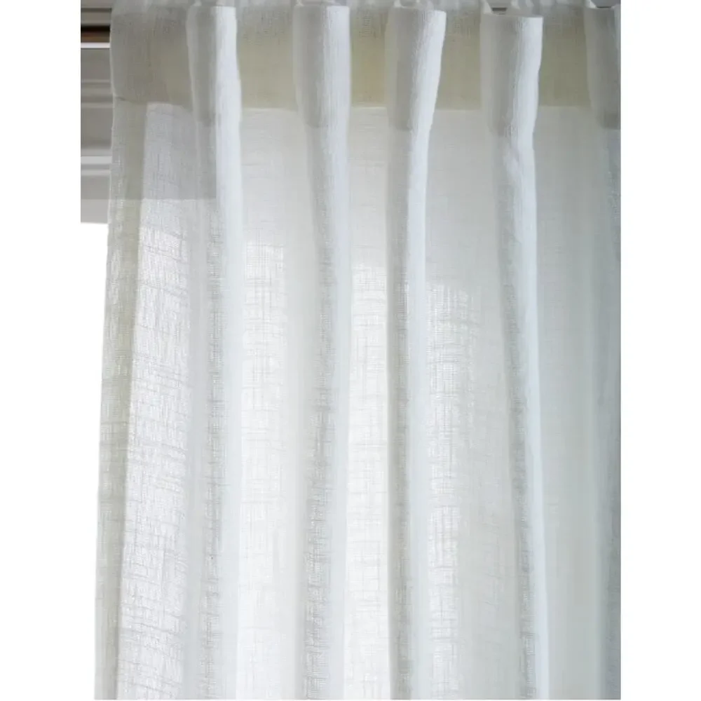 Quince WHITE Cotton Sheer Curtains Set of 2 Panels WHITE 48